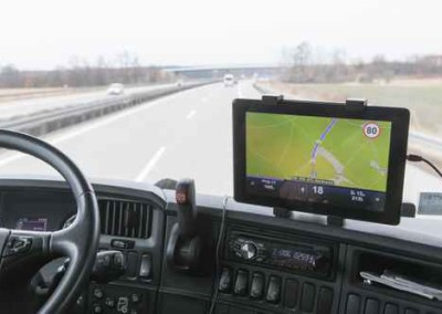 View of highway traffic from the truck